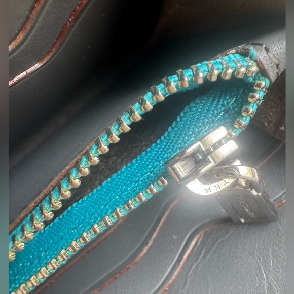 Rebecca Minkoff Teal/ Turquoise Studded Leather Wallet with full Zip Closure - Picture 10 of 16